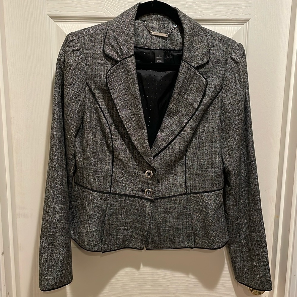 WHBM gray peplum belted blazer NWOT